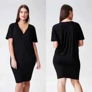 Teresa Liquid Jersey V—Neck Dress - Black